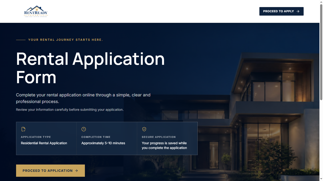 RentReady Properties website